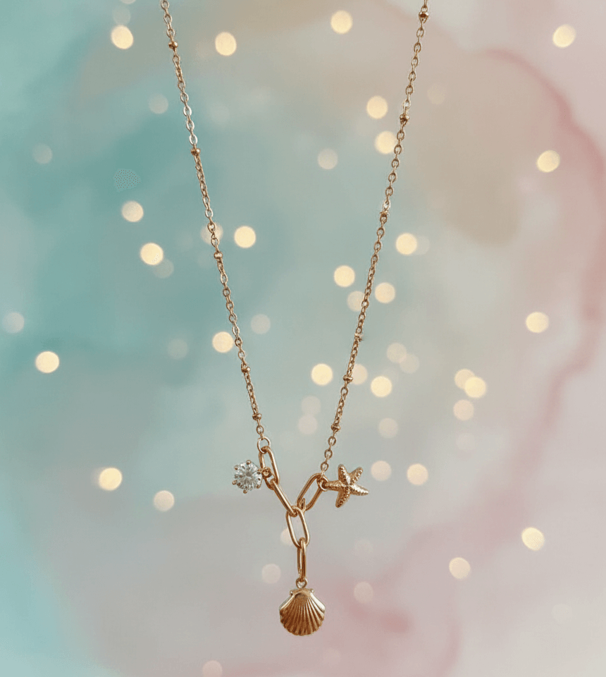 Starfish & Shell Charm Pendant Necklace - Image 3