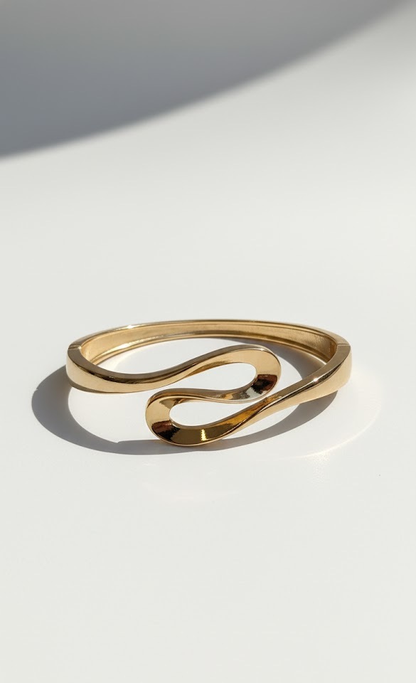 Stylish Gold-Plated Wave Design Brass Bracelet for Women & Girls - Image 3